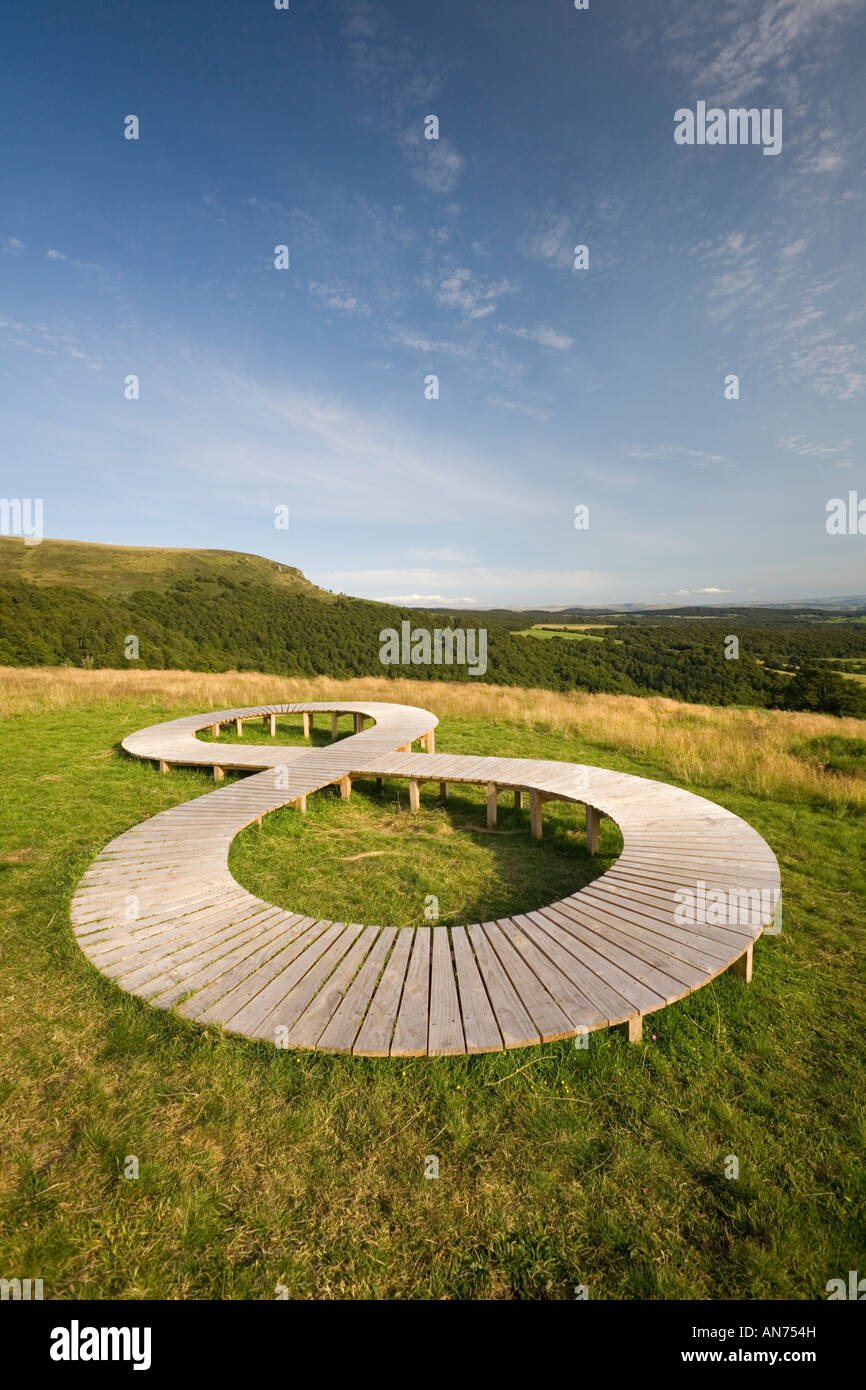 Land Art in a meadow (Puy de Dôme - France). Lemniscate sculpture . Figure. Concept. Stock Photo