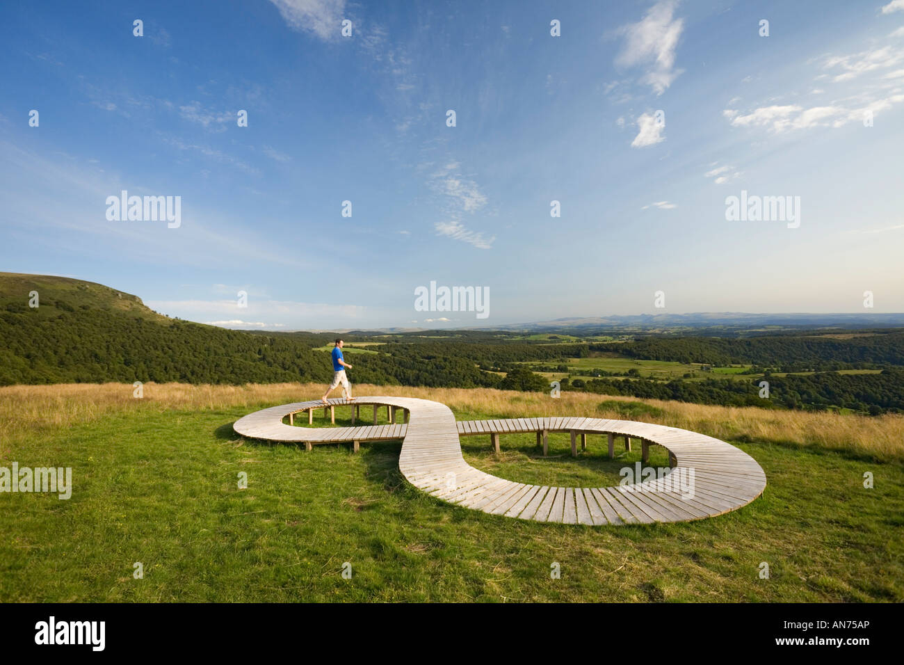 Land Art in a meadow (Puy de Dôme - France). Lemniscate sculpture . Figure. Concept. Stock Photo