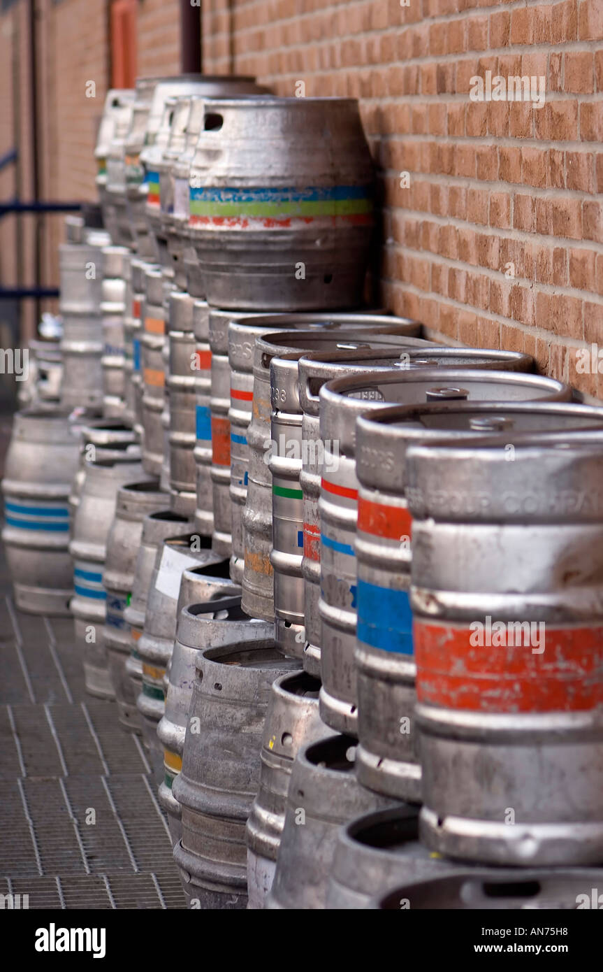 Beer barrels outside pub Stock Photo Alamy