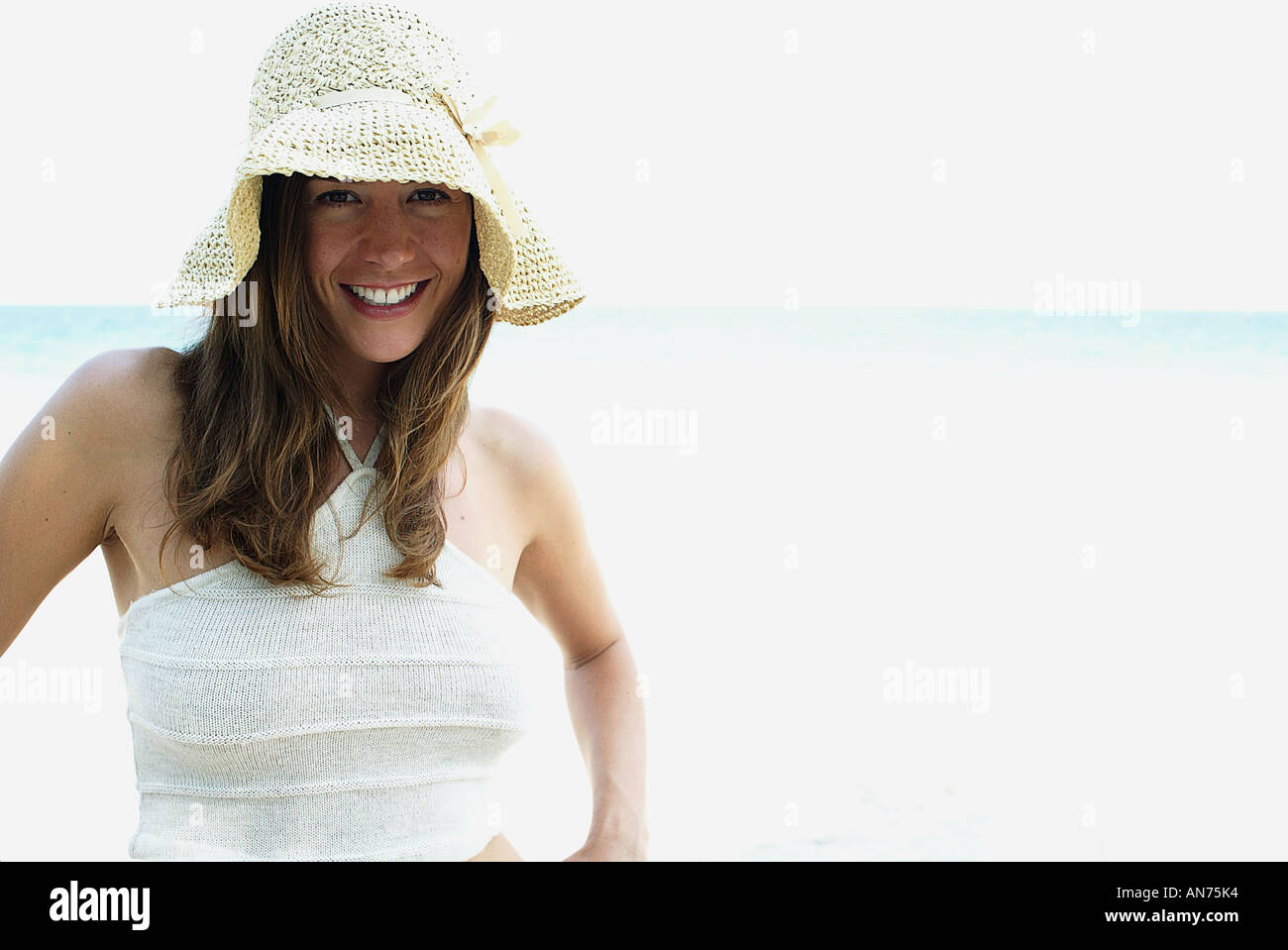 woman smiling on the beach Stock Photo - Alamy