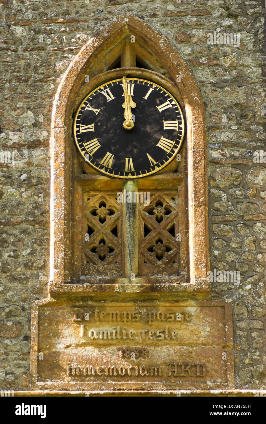 The external clock on the late medieval church of St Andrew, Minterne