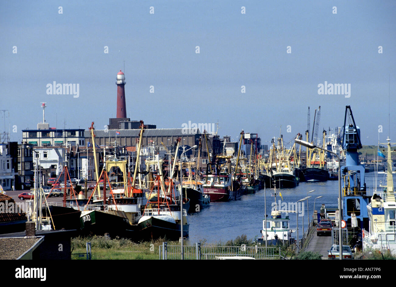 IJmuiden Netherlands Holland Port Lock anchoring water canal river rivers lock Stock Photo