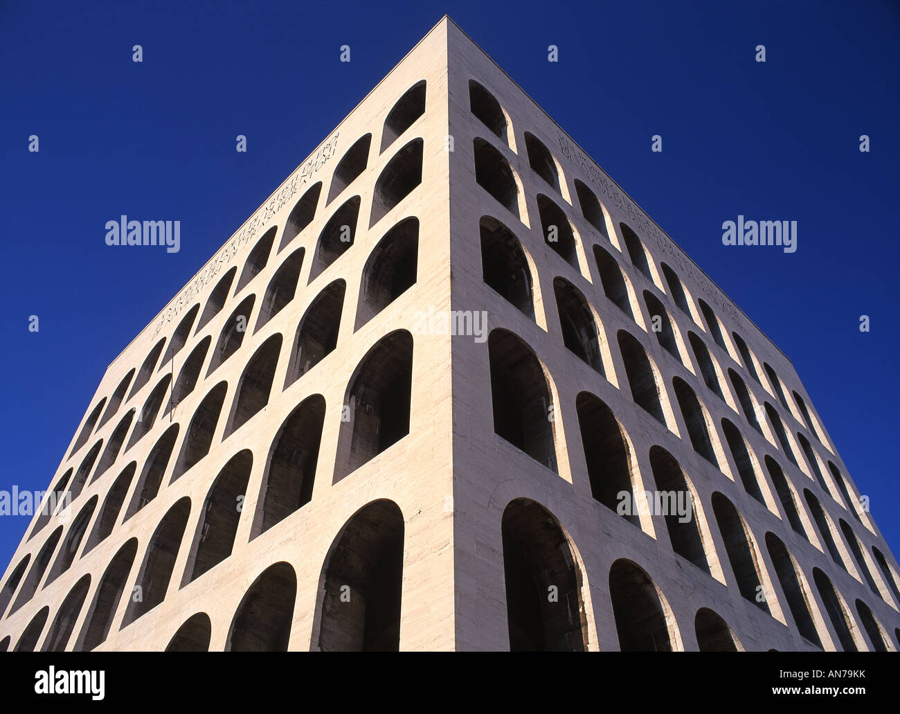 EUR Palazzo della Civiltà del Lavoro Square Colosseum Fascist era architecture Rome Lazio Italy Stock Photo