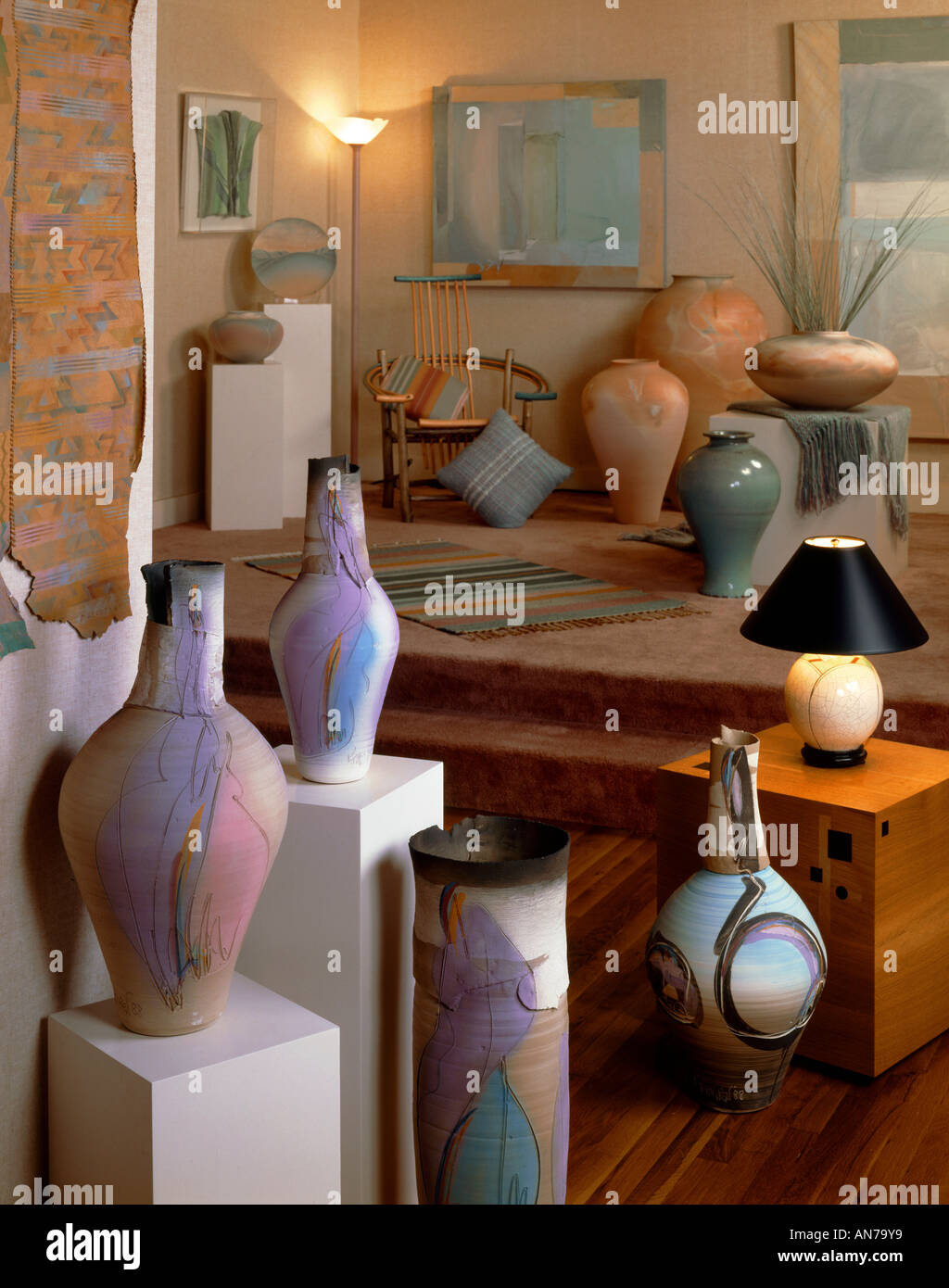 INTERIOR DESIGN RETAIL STORE with large CERAMICS LAMPS PAINTINGS CHAIR ...