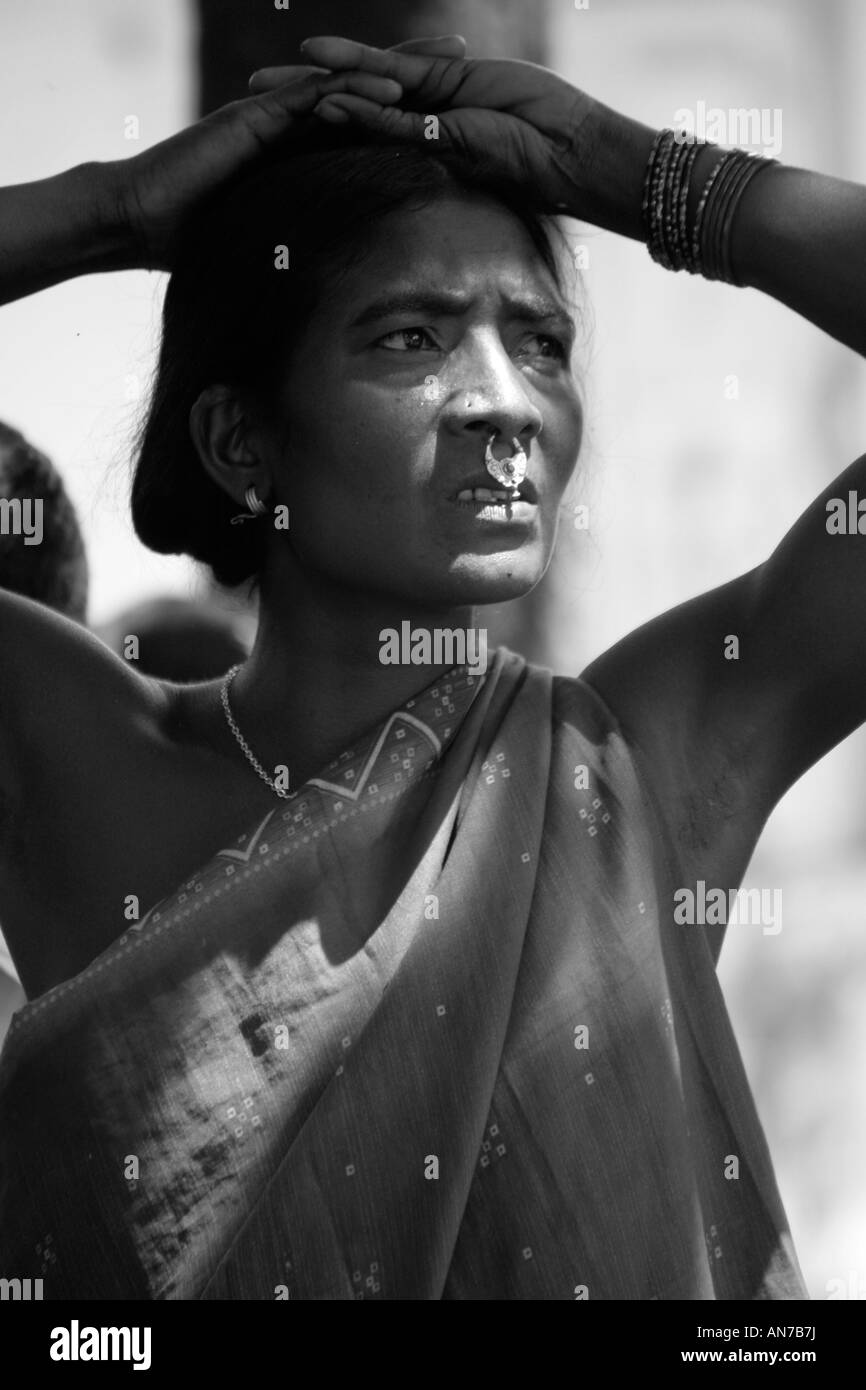 Woman at the tribal market at Kunduli near Koraput, Orissa, India Stock Photo