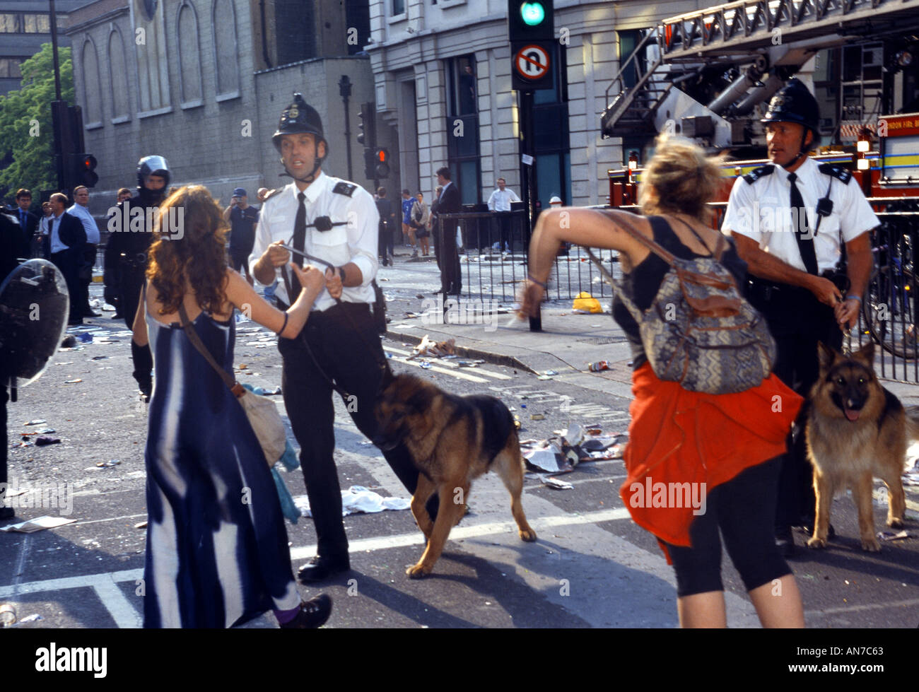 police dogs may day riots Stock Photo