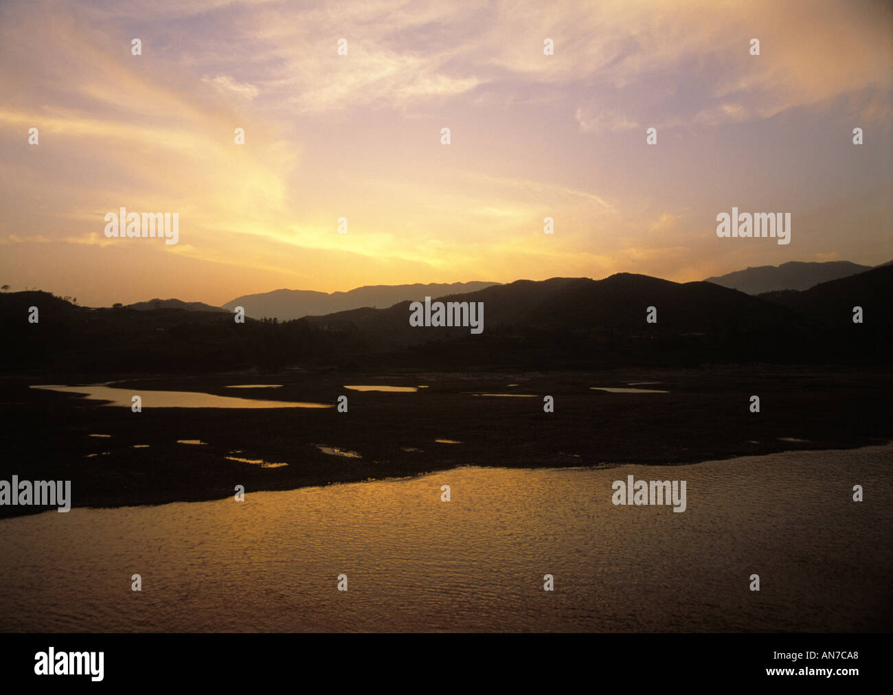 Sunset Yangtze River China Stock Photo