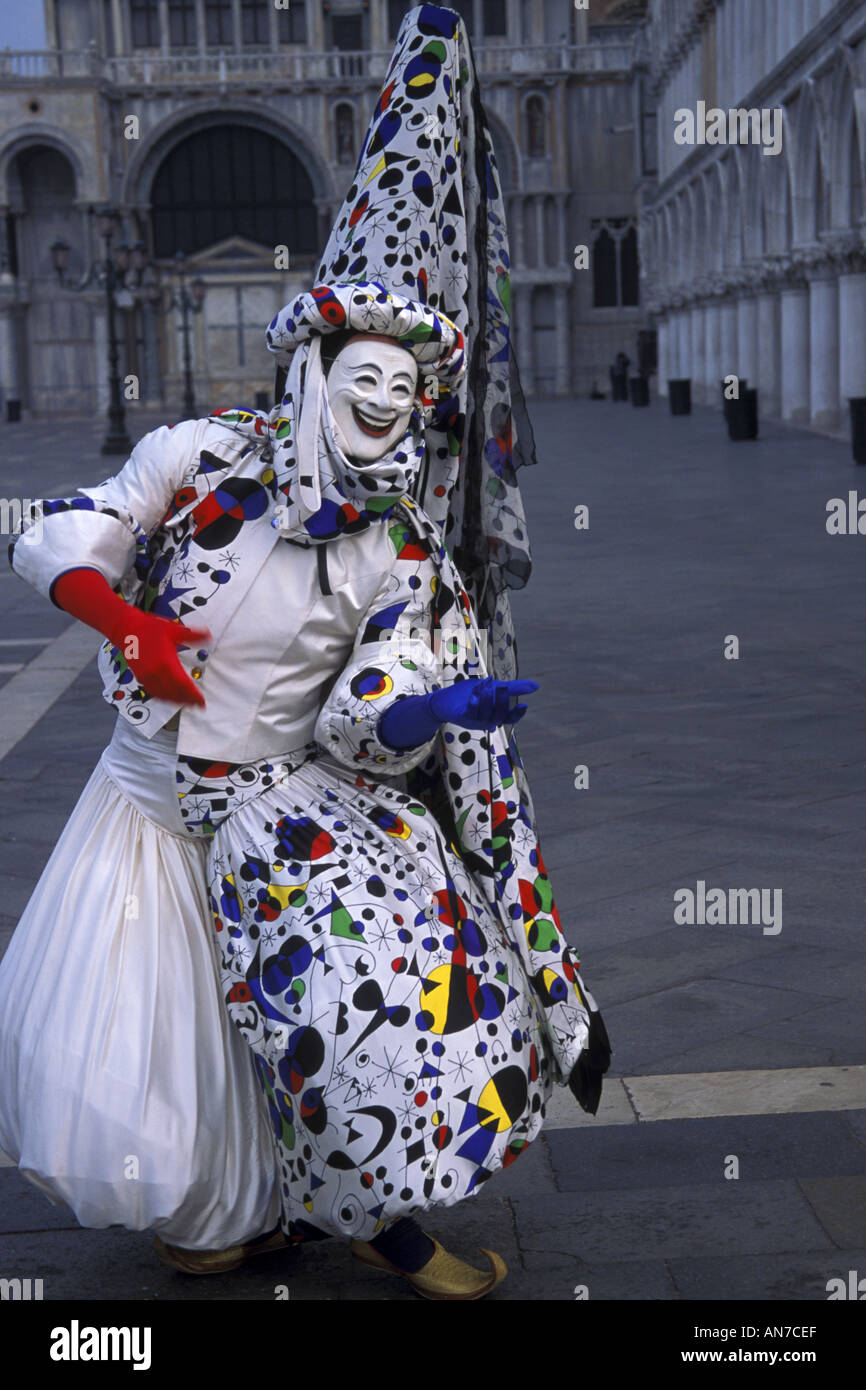 Harlequin Clown at Carnevale Venice Stock Photo