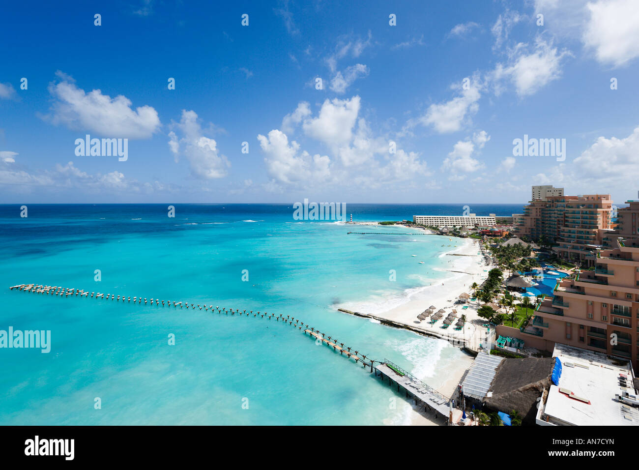 Beach near Riu Cancun Hotel, Cancun, Yucatan Peninsula, Quintana Roo, Caribbean Coast, Mexico Stock Photo