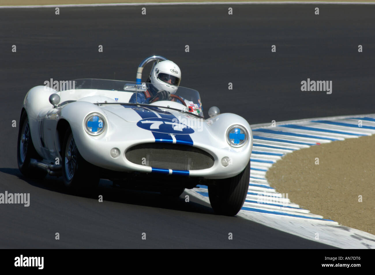 Mark Belestra in turn 5 in his 1959 Devin SS at the 33rd Rolex Monterey Historic Races 2006 Stock Photo