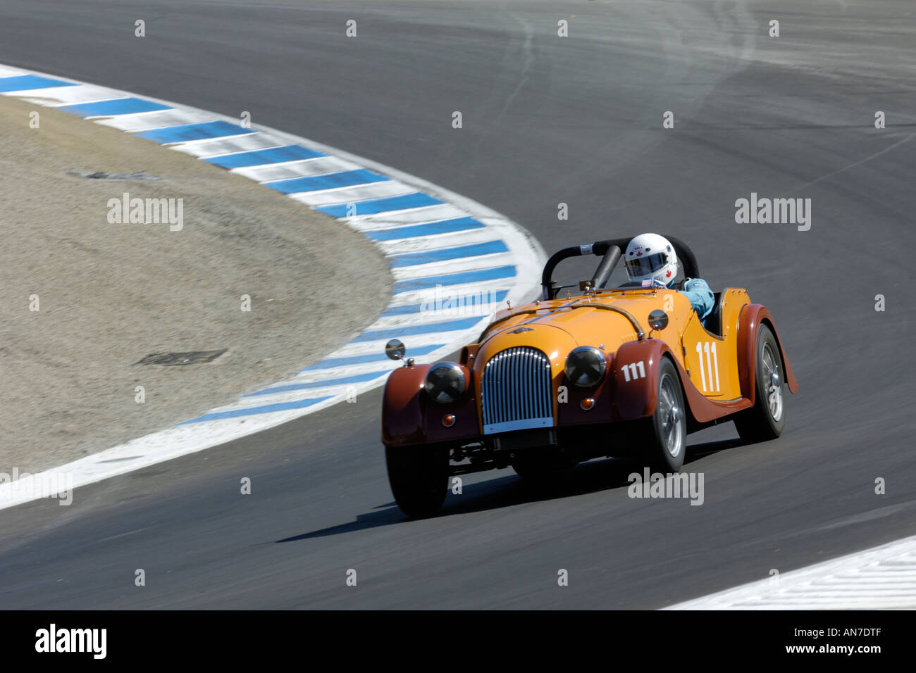 Brian Howlet races his 1961 Morgan Plus 4 at the 33rd Monterey Historic Automobile Races 2006 Stock Photo