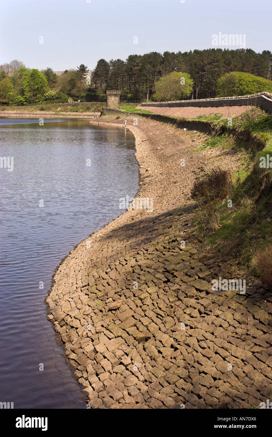 Embankment of Turton and Entwistle reservoir on the West Pennine Moors in Lancashire Stock Photo
