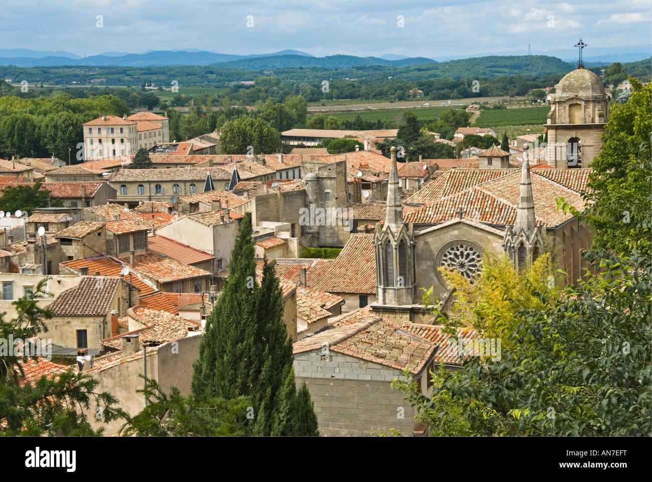 View of Sommieres,  Gard, France, Europe Stock Photo