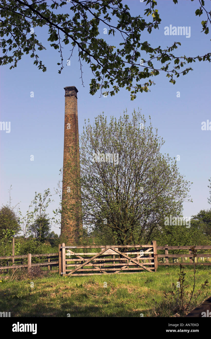 Old chimney remaining from Quarlton Vale Printworks in Edgworth Stock Photo