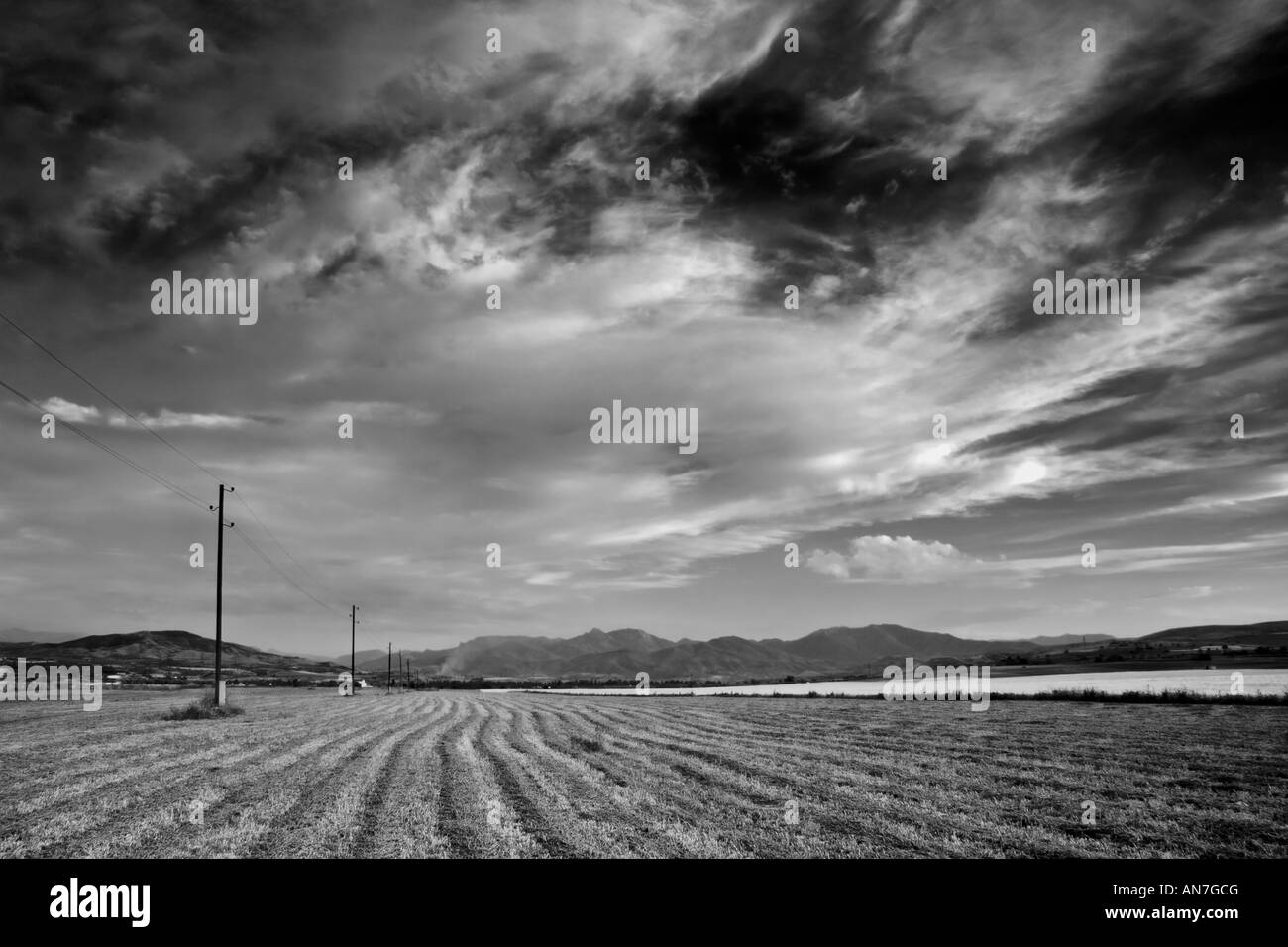 Field in cloudy weather Black and White Stock Photos & Images - Alamy