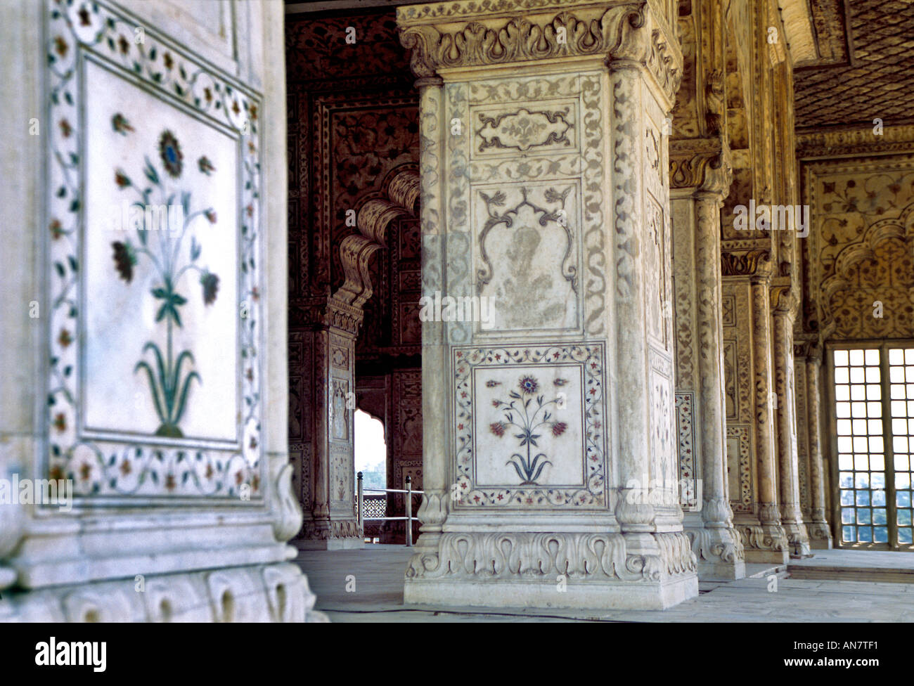 Agra Fort Complex Royal Apartments Divan i Am Interior detail Stock Photo