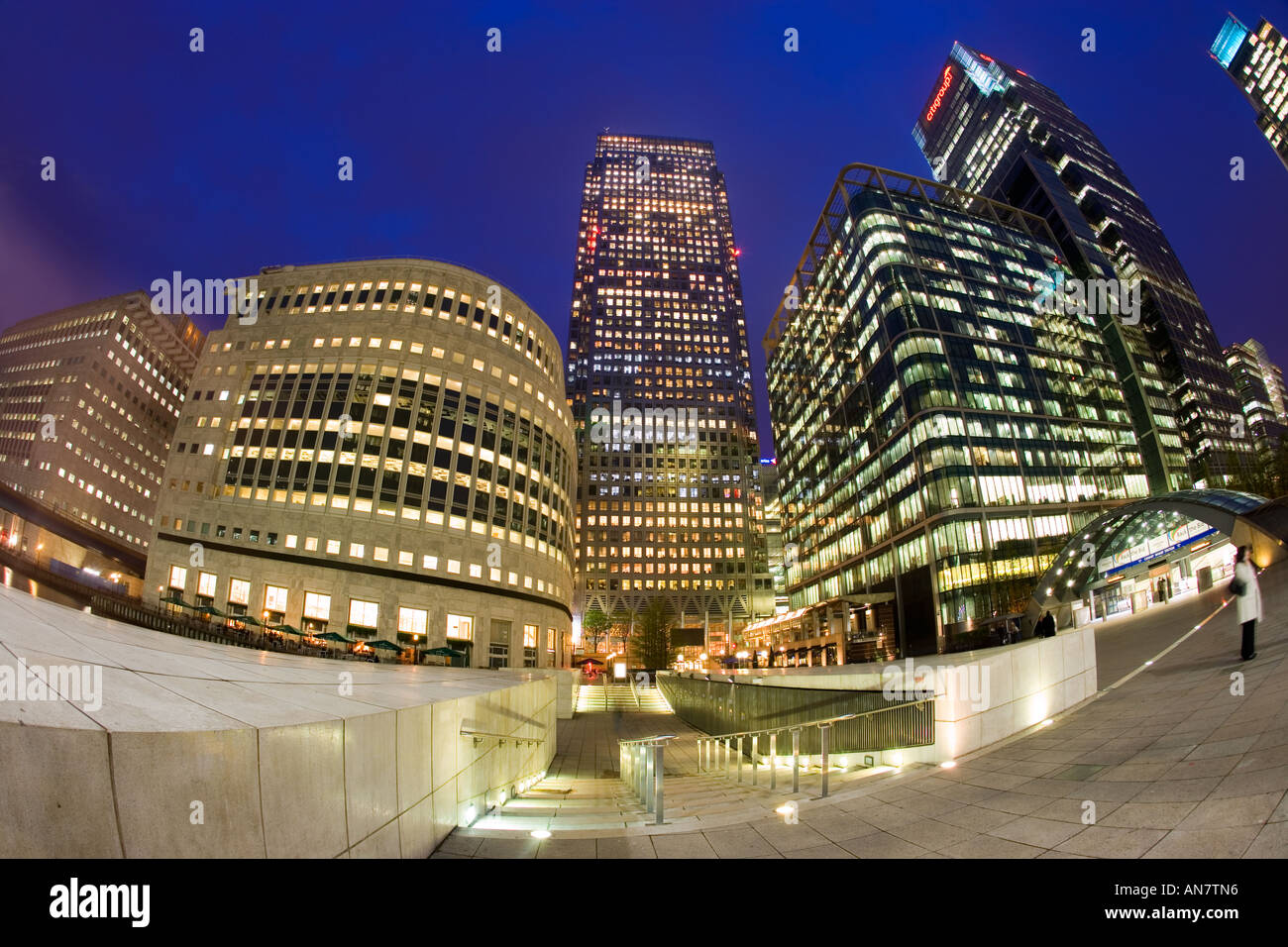UK London Canary Wharf Financial District Office Buildings Stock Photo ...