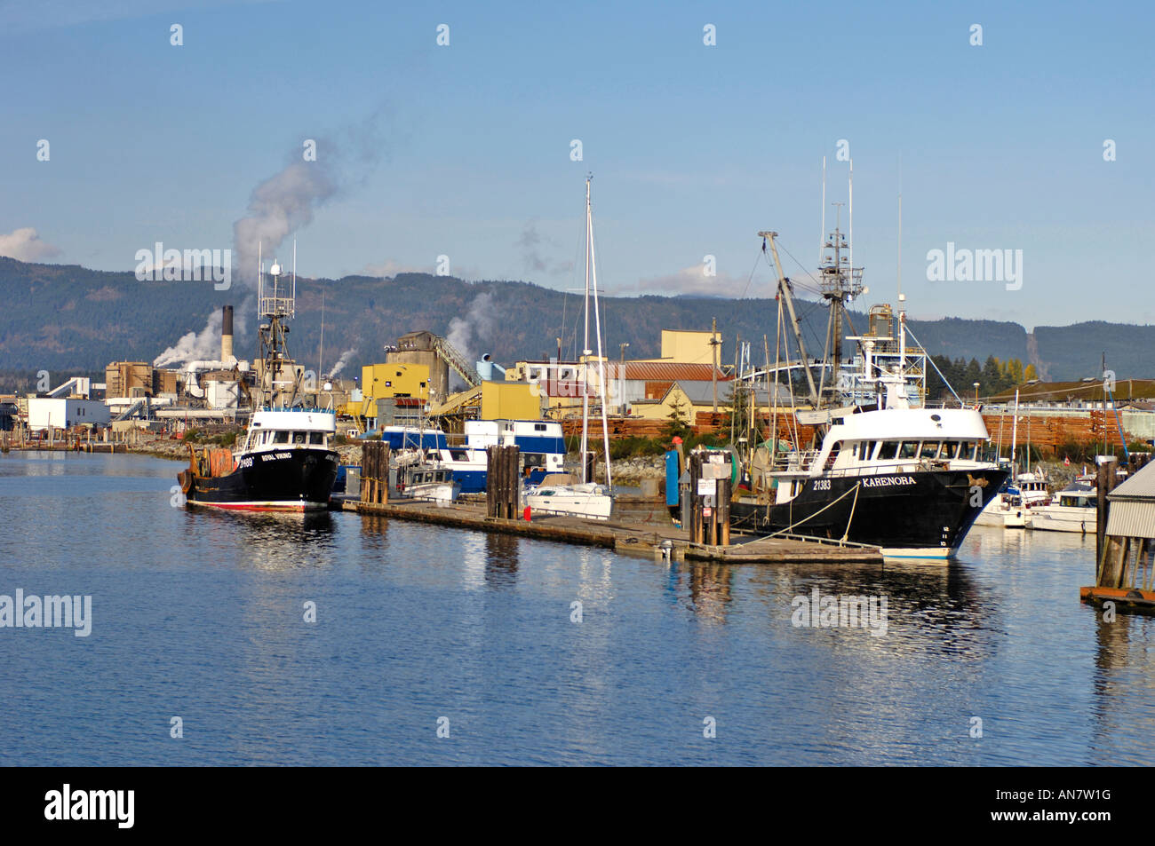 Port Alberni Harbour Quay Docks Vancouver Island BC Canada Stock Photo