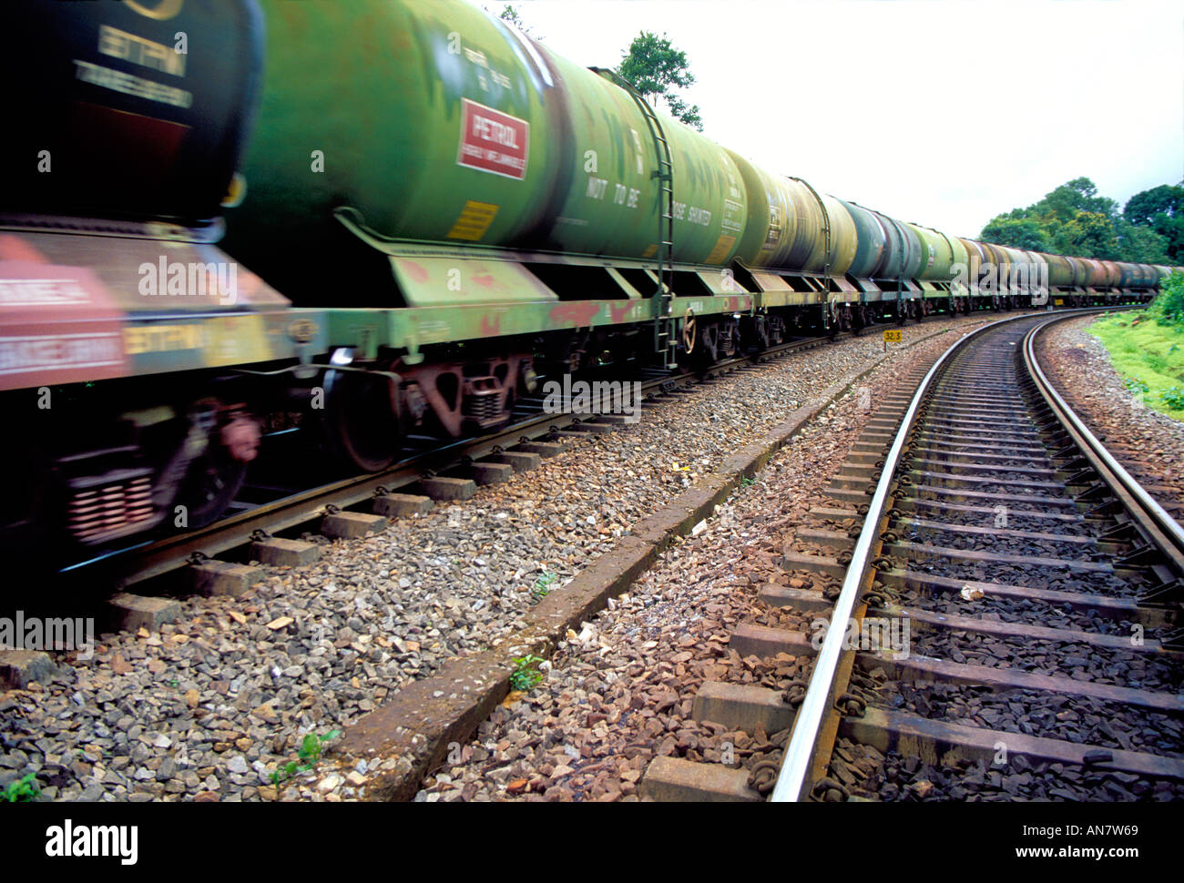 Freight train Railway Oil Tanker Train Goa India Asia Stock Photo Alamy