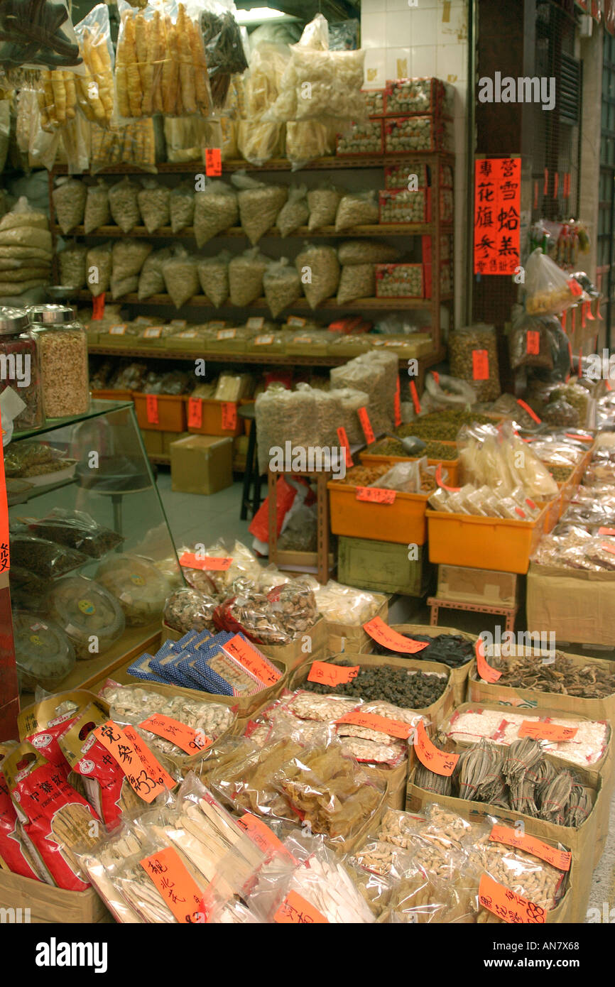 Products on display in traditional chinese medicine store Hong Kong