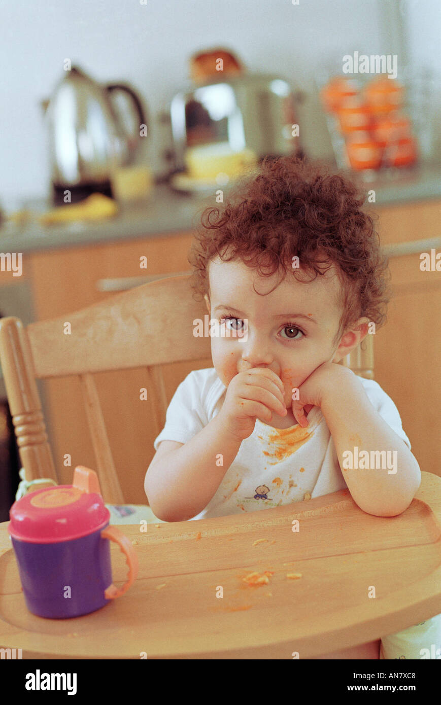 1 Year Old Baby In High Chair Stock Photo 5041863 Alamy