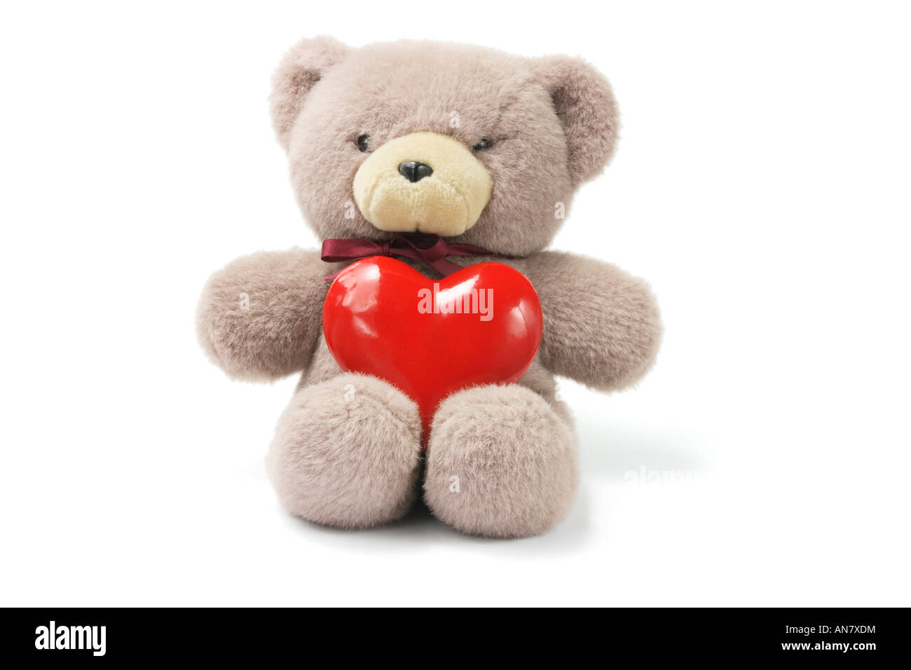 Teddy Bear with Love Heart on White Background Stock Photo - Alamy