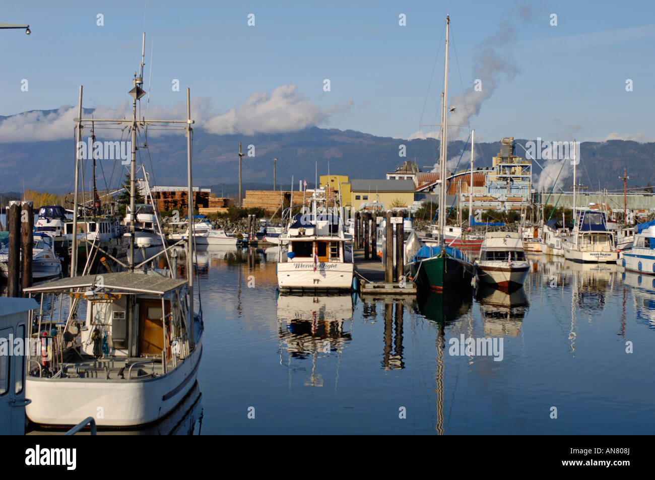 Port Alberni Harbour Quay Docks Vancouver Island BC Canada Stock Photo