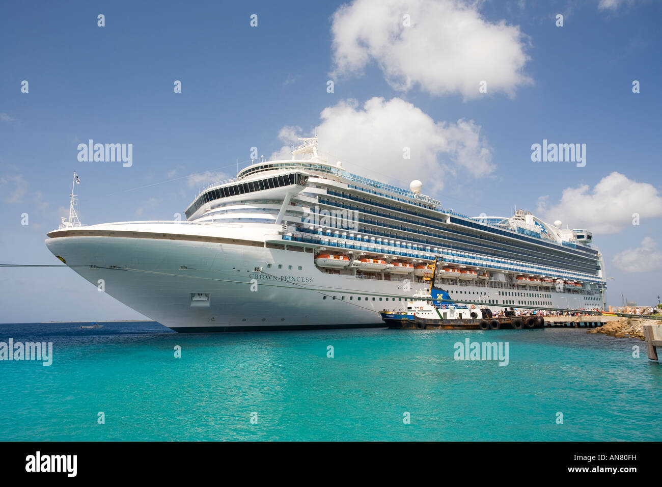 Crown Princess Cruise Liner moored in Kralendijk Bonaire Caribbean ...