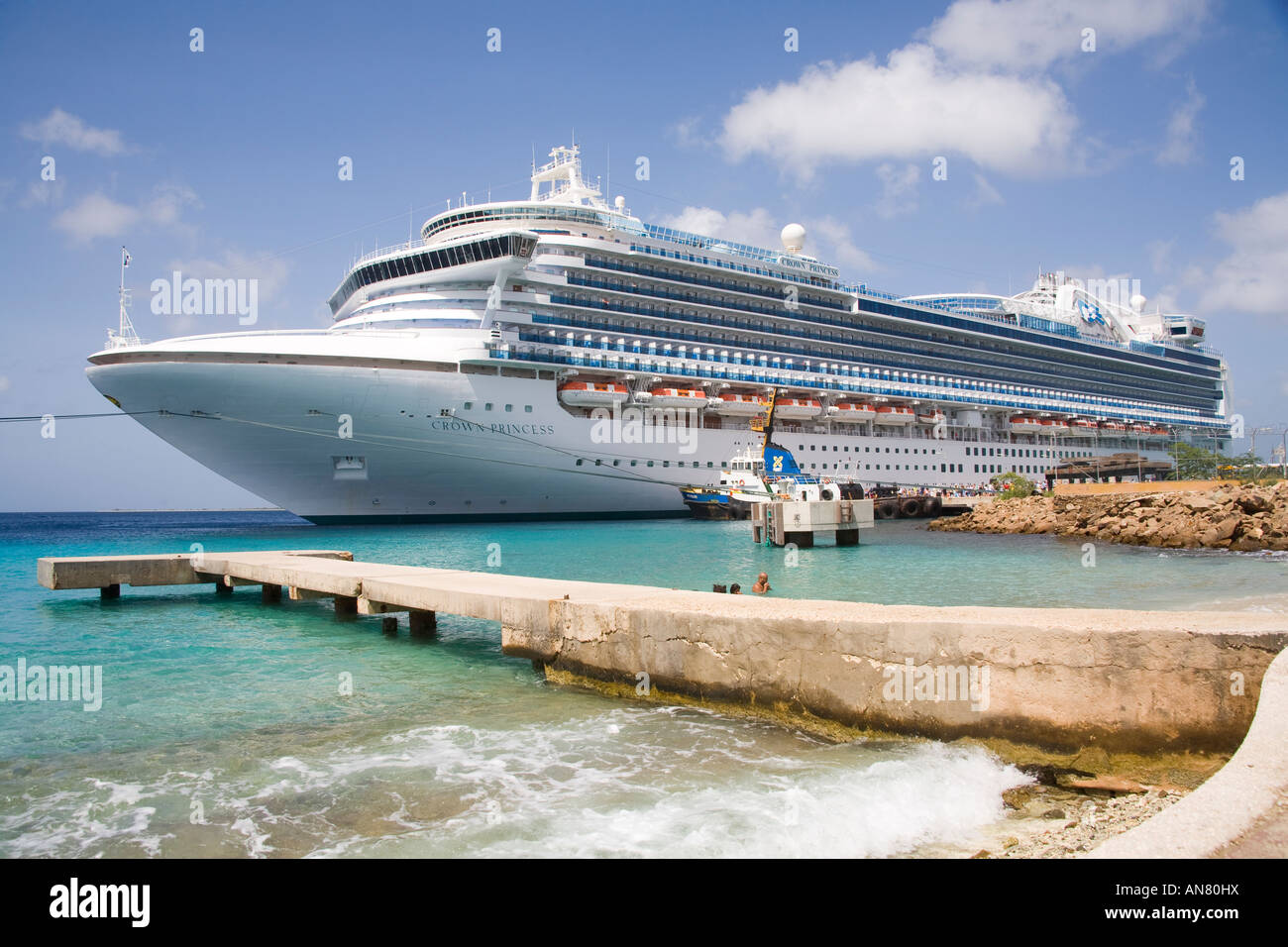 Crown Princess Cruise Liner moored in Kralendijk Bonaire Caribbean ...