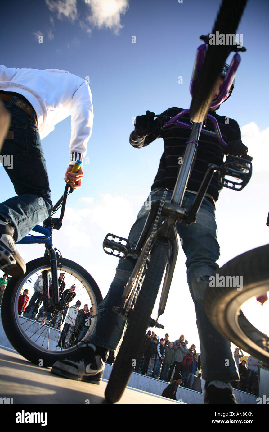 bmx cross bike in half pipe at skatepark, Amersfoort, Netherlands Stock Photo Alamy