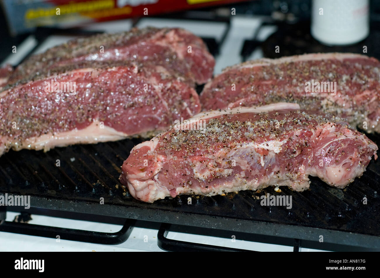 Sirloin steaks ready for the grill Stock Photo Alamy