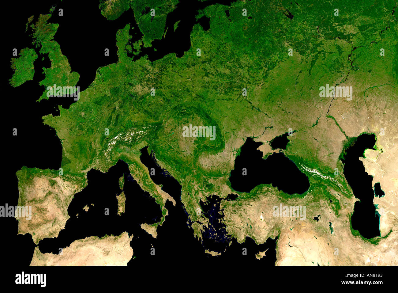 Europe Eastern Western from space full satellite view Stock Photo