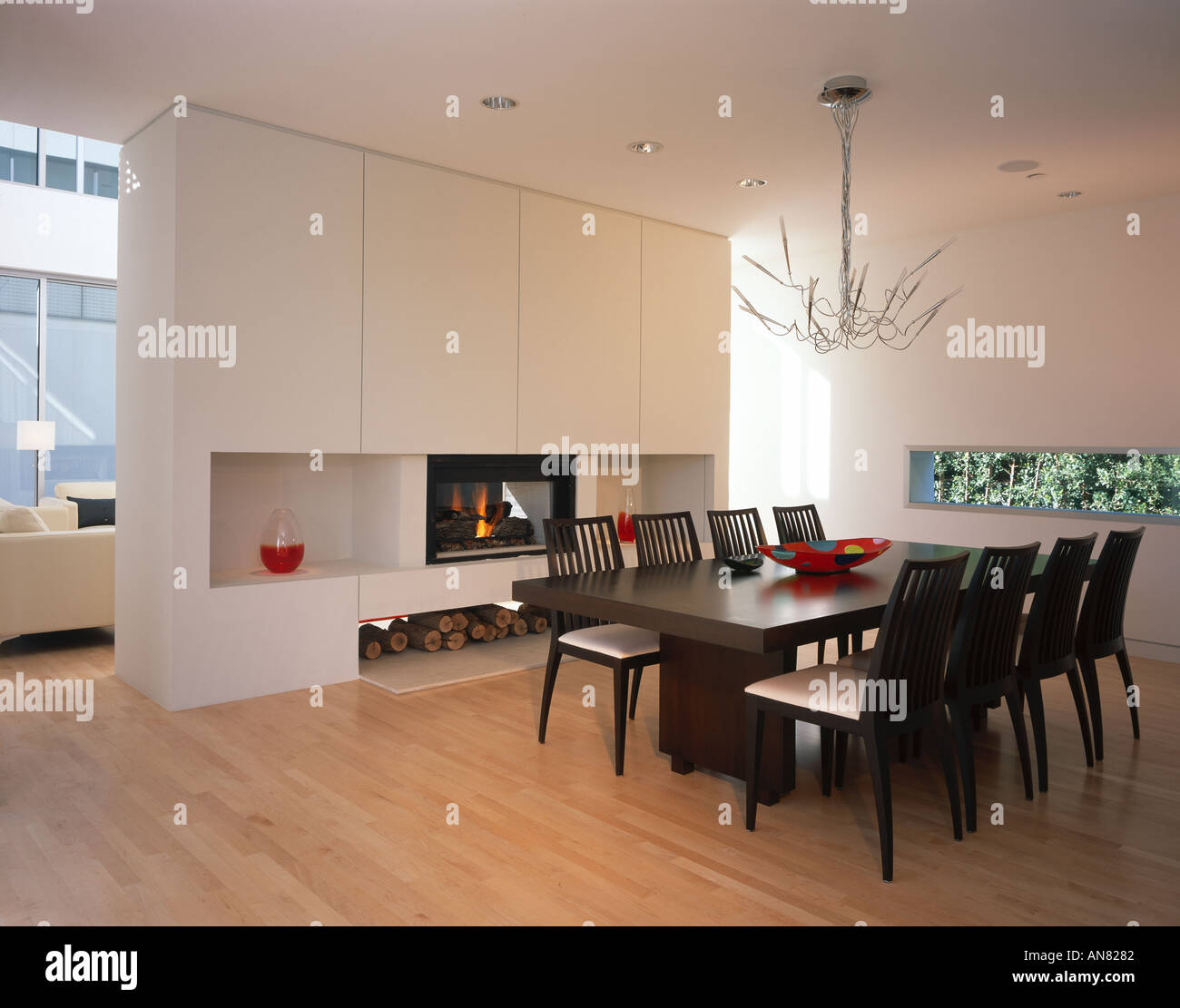 Oshry Residence, Bel Air, California. Dining area. Architect: SPF Architects Stock Photo