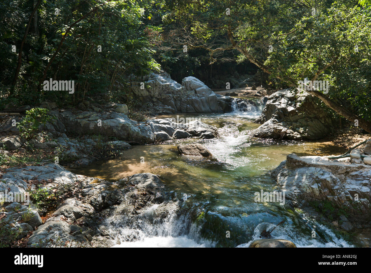 Mismaloya River near Chinos Restaurant, Mismaloya, Puerto Vallarta, Jalisco, Pacific Coast, Mexico Stock Photo