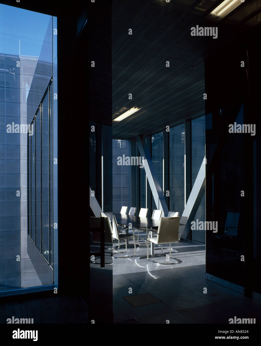 Netherlands Embassy, Berlin. Cantilevered main meeting room. Architect Rem Koolhaas OMA Stock