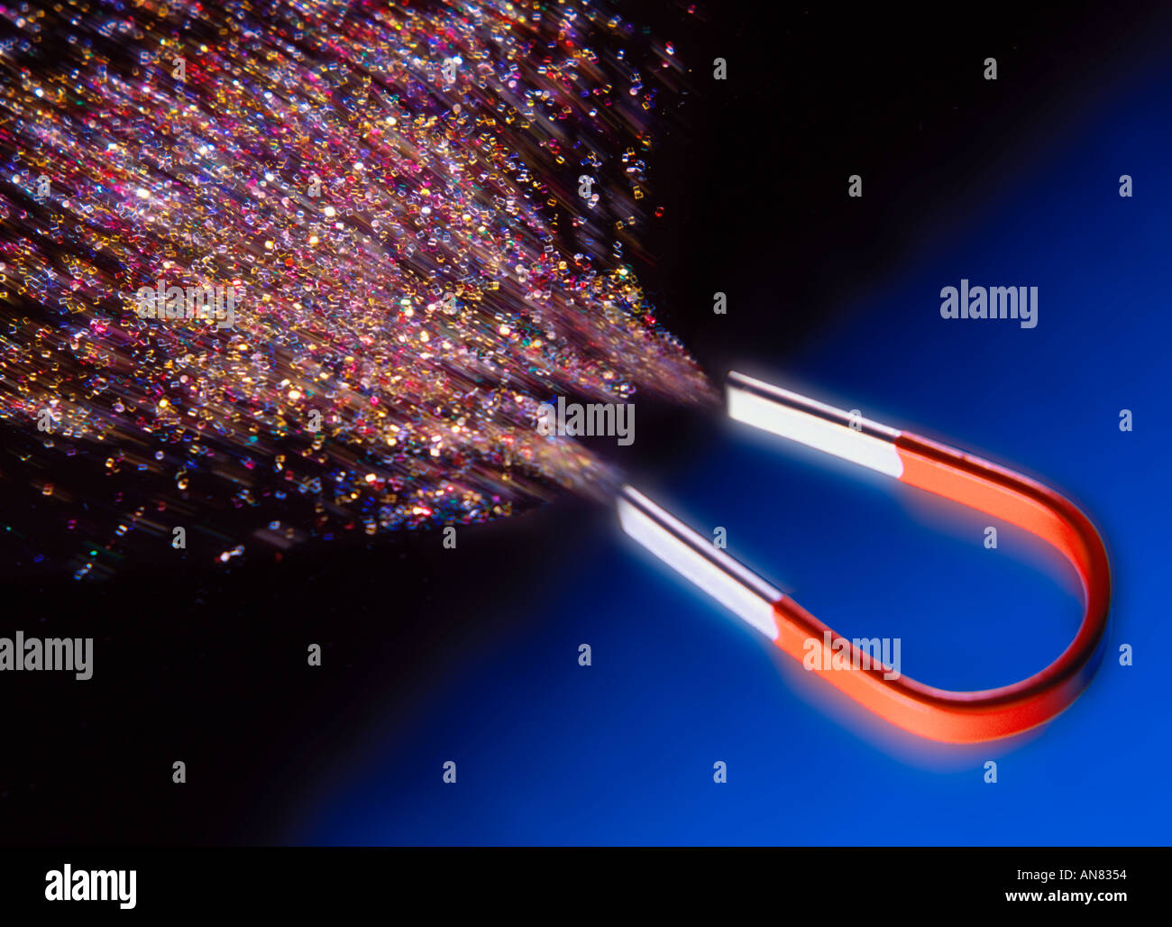 magnate attracting metal particals Stock Photo