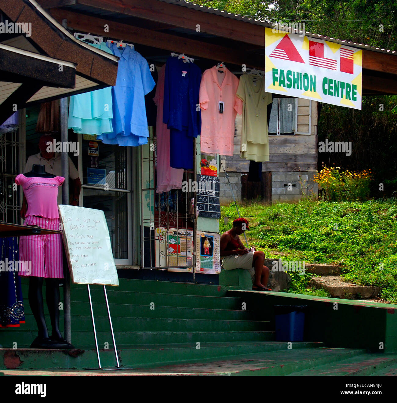 Fashion shop Scarborough Tobago Stock Photo Alamy