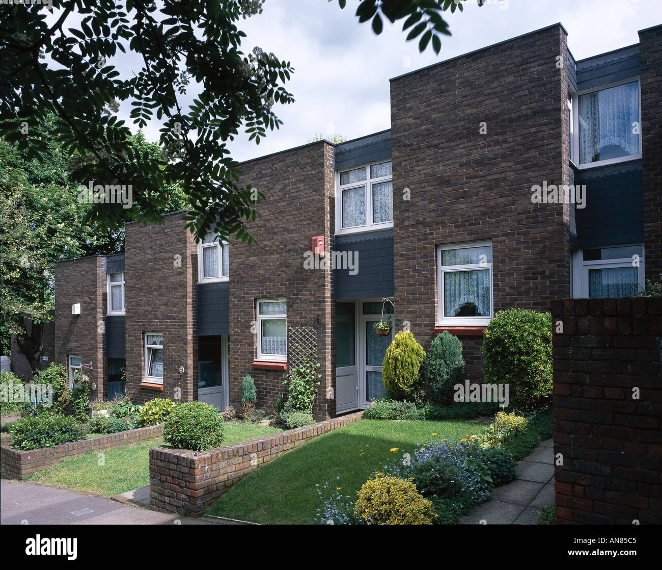 Modern brick terraced housing, South East London. Stock Photo