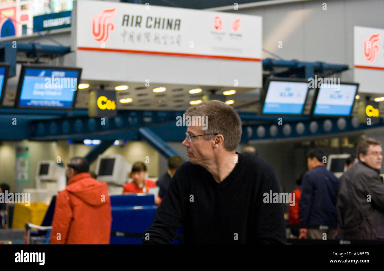 Air China Checkin Counter BJS PEK Capital International Airport Beijing China Stock Photo