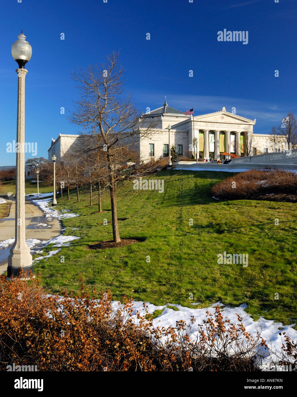 The world famous John G. Shedd Aquarium located at Lake Michigan on the south side of downtown