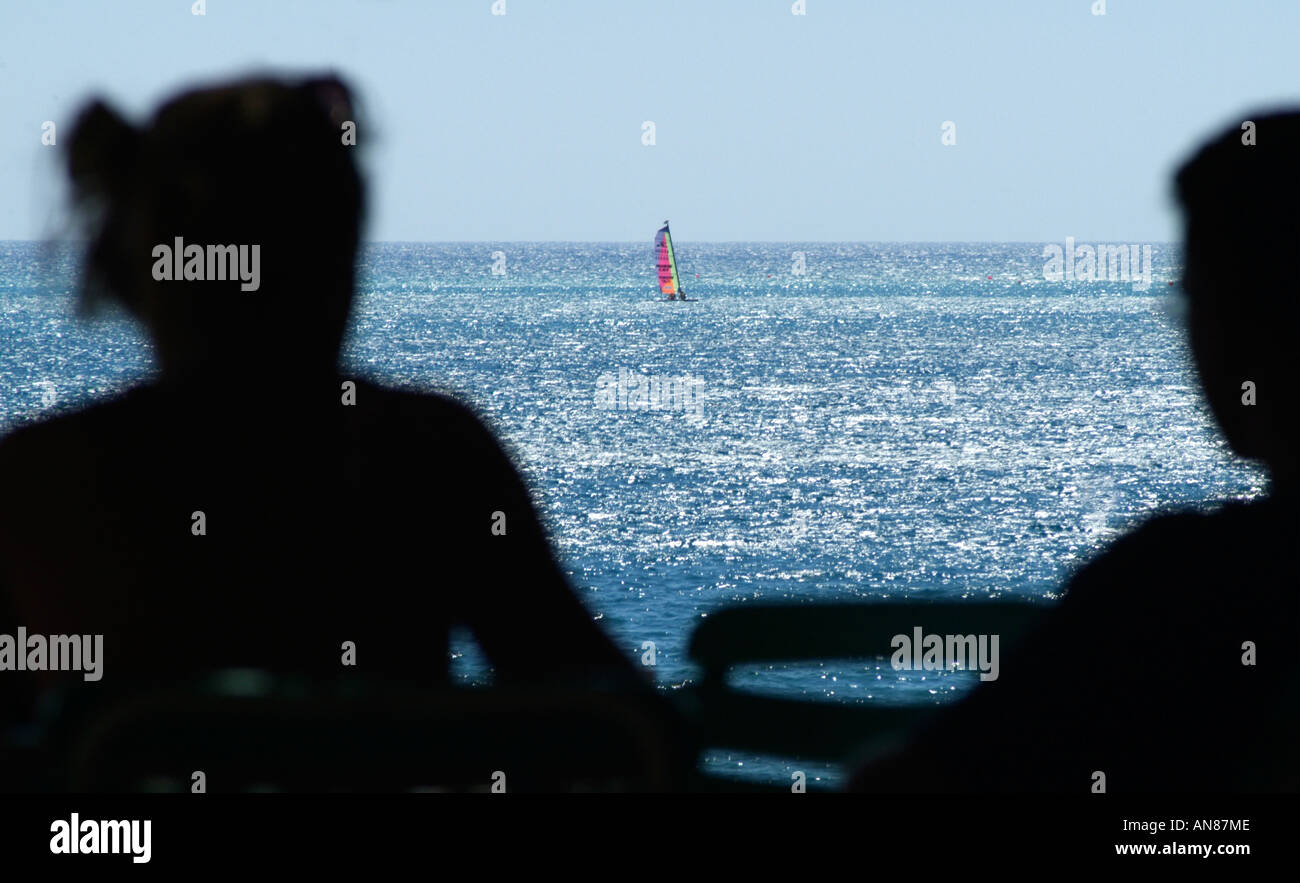 couple watching horizon Stock Photo