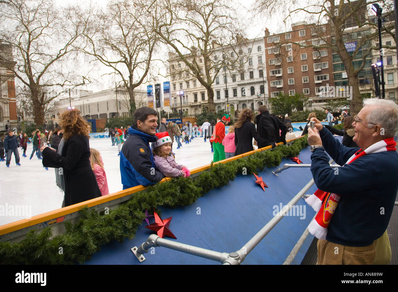 Christmas ice rink at the Natural History Museum London Stock Photo Alamy