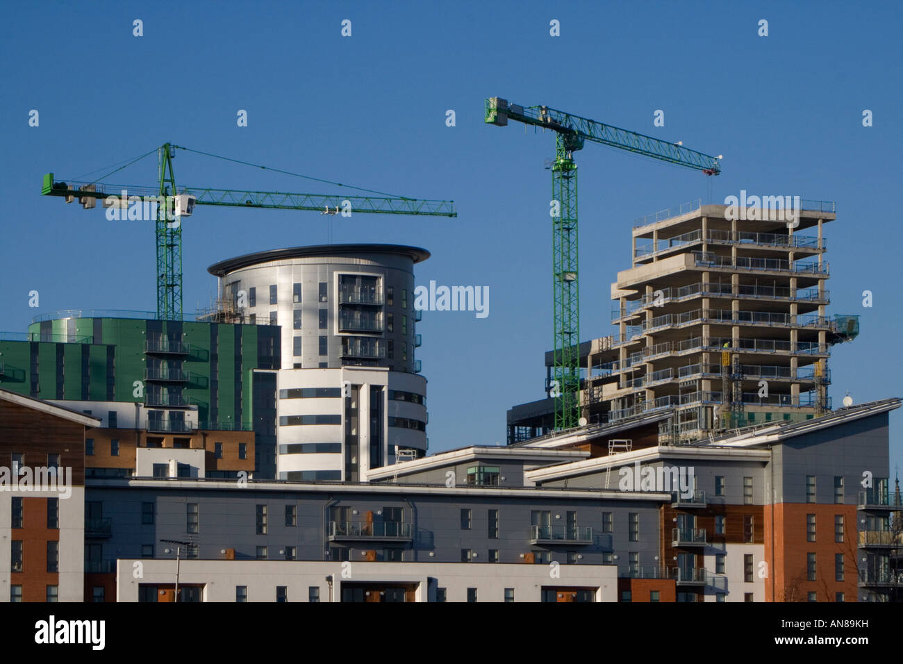 New apartments under construction at the Green Quarter Manchester Stock