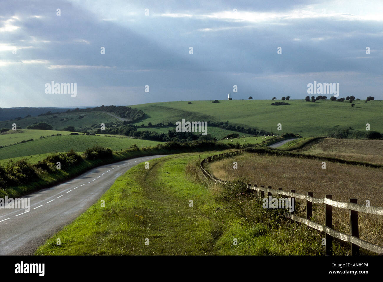 Tranquil rural scene on Downland Ridge Stock Photo