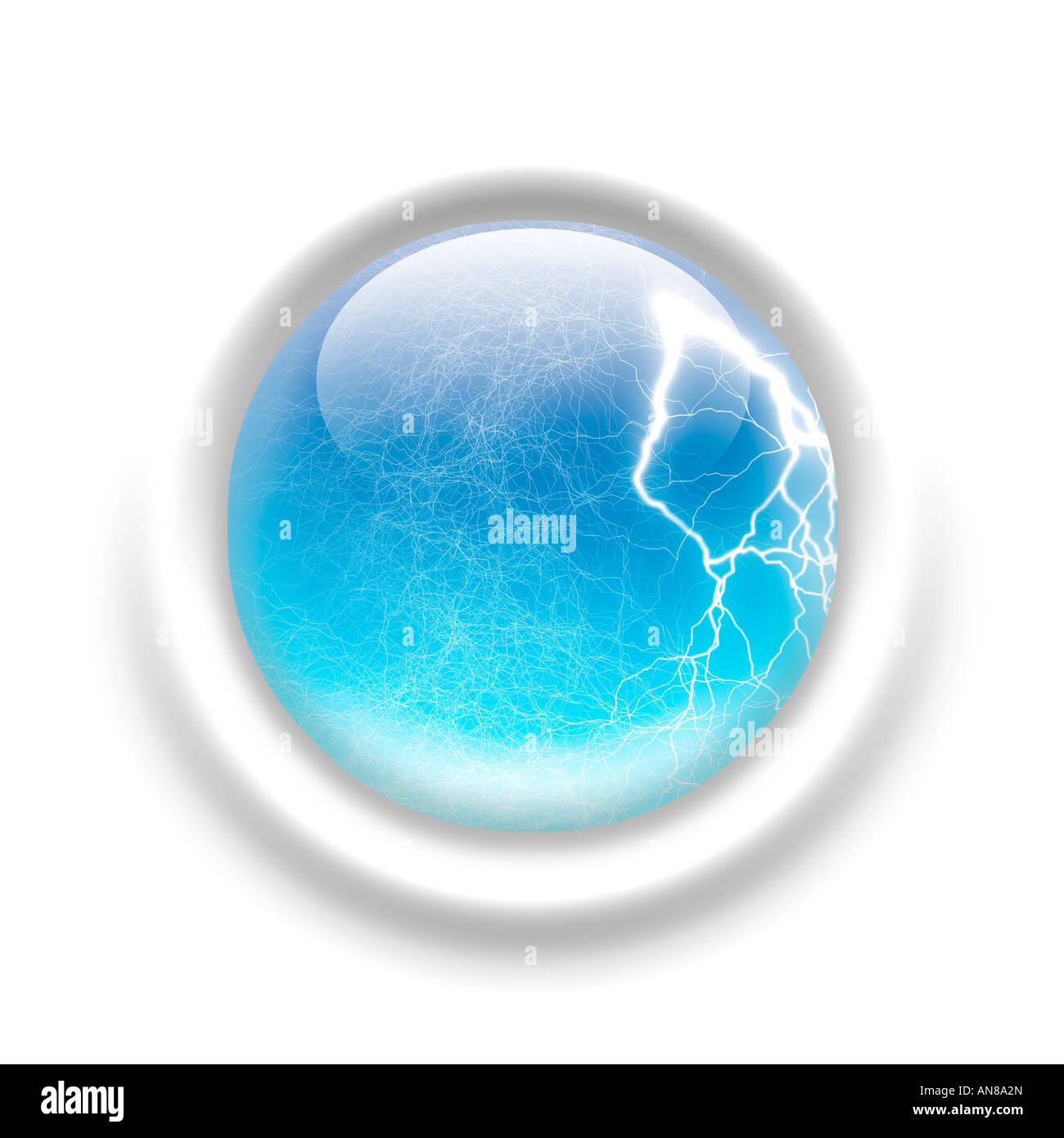 Lightning in the glass button Stock Photo