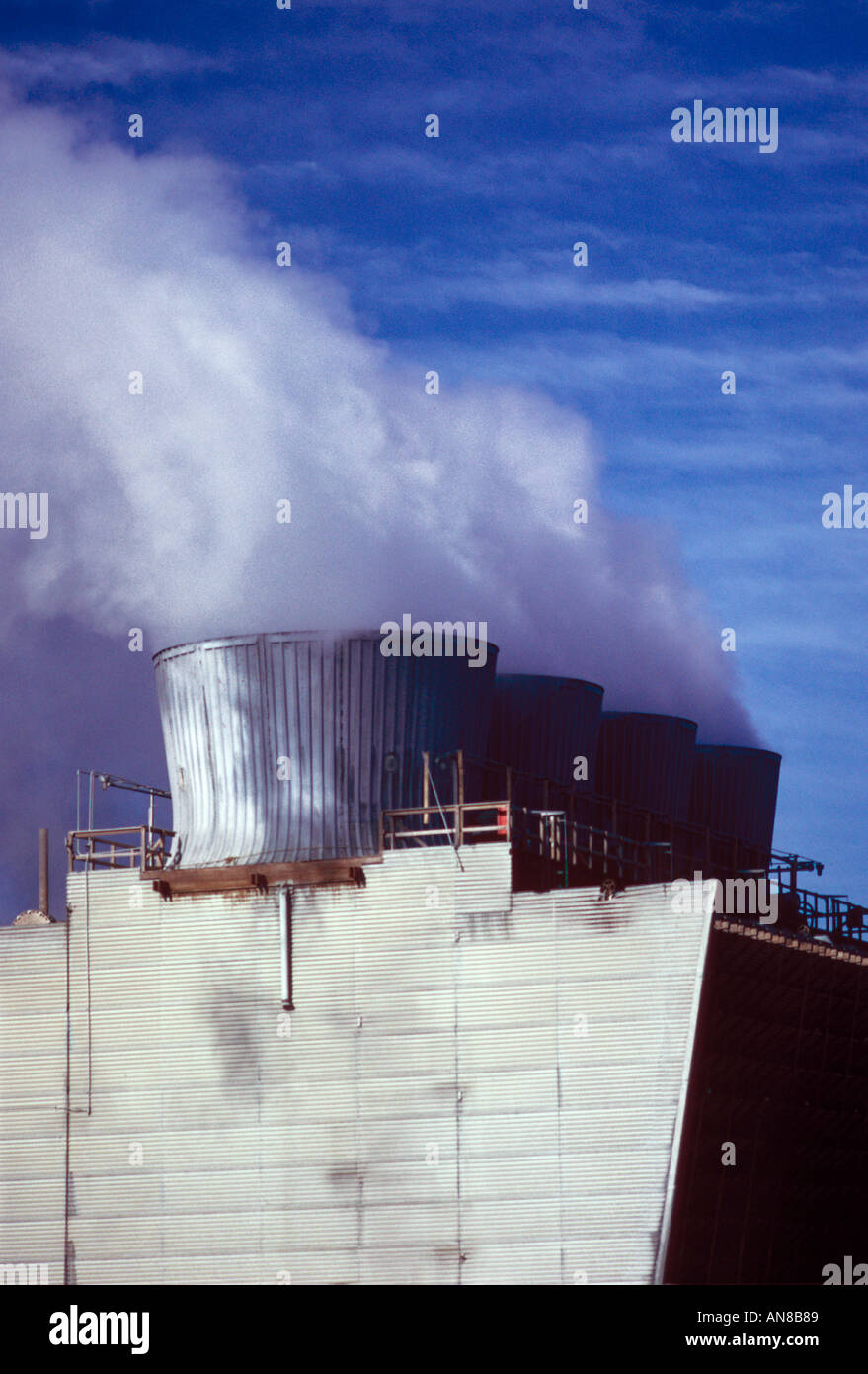 steam vents at oil refinery Stock Photo Alamy