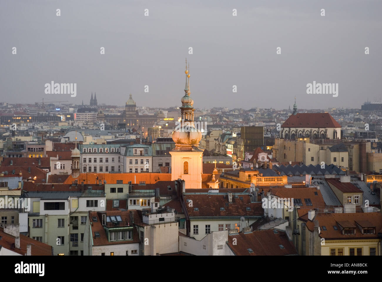 The city of Prague, as seen from the Old Town Hall look out tower, Czech Republic. Stock Photo