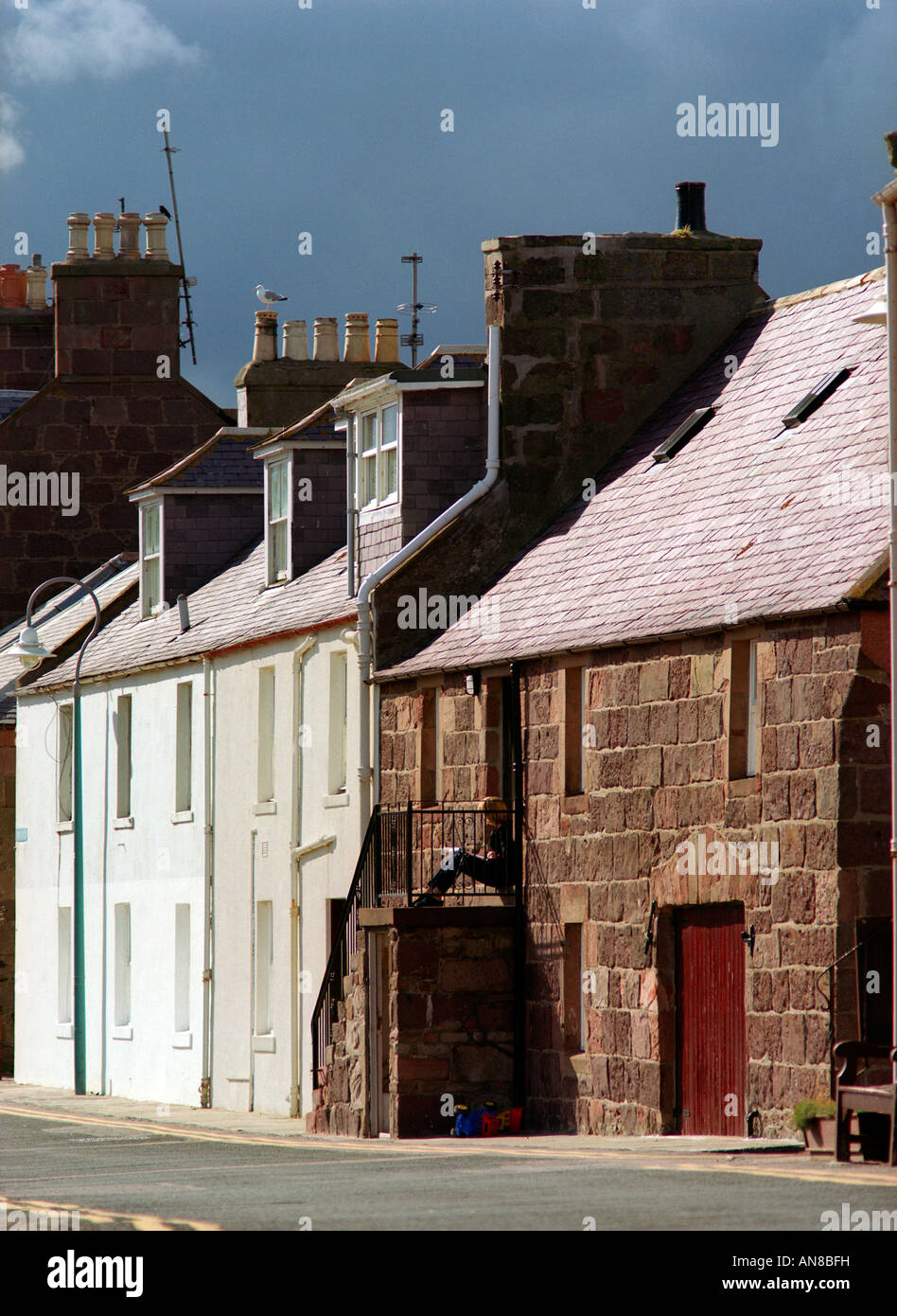 Fishermen's Cottages, Stonehaven Harbour, Aberdeenshire, Scotland Stock Photo