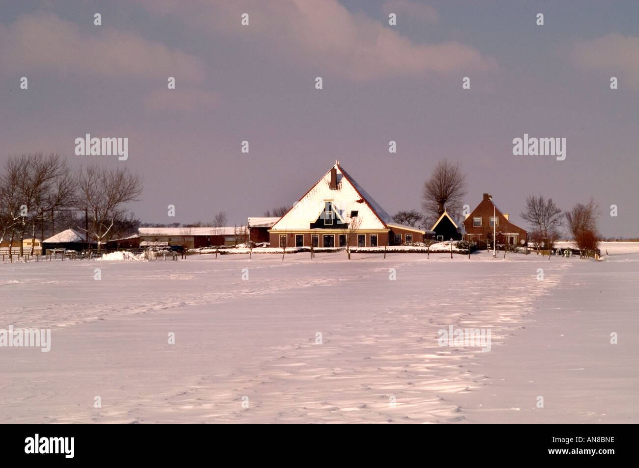 Netherlands Holland Winter Snow Ice Farm country house estate villa near Hoorn Enkhuizen