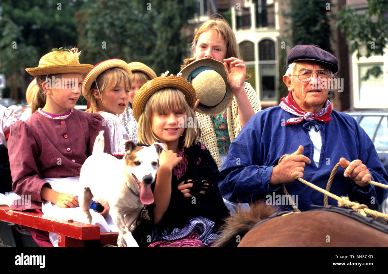 country dance man woman dog Music Band country dance Schagen  West Friesland netherlands holland Folklore Stock Photo